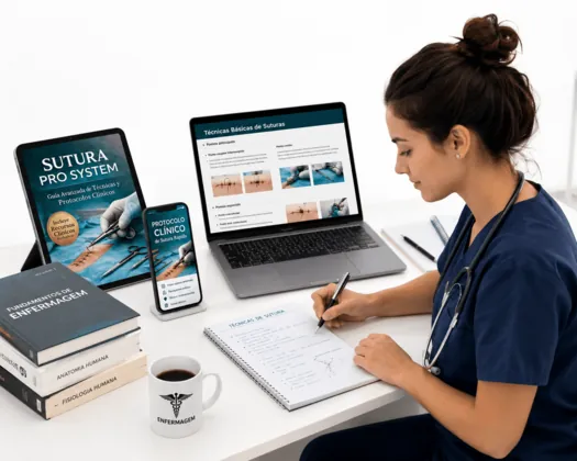 Profesional de salud estudiando con Sutura Pro System